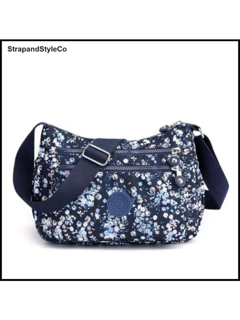 Nylon Floral Crossbody Bag Multi-Pocket Travel Shoulder Purse